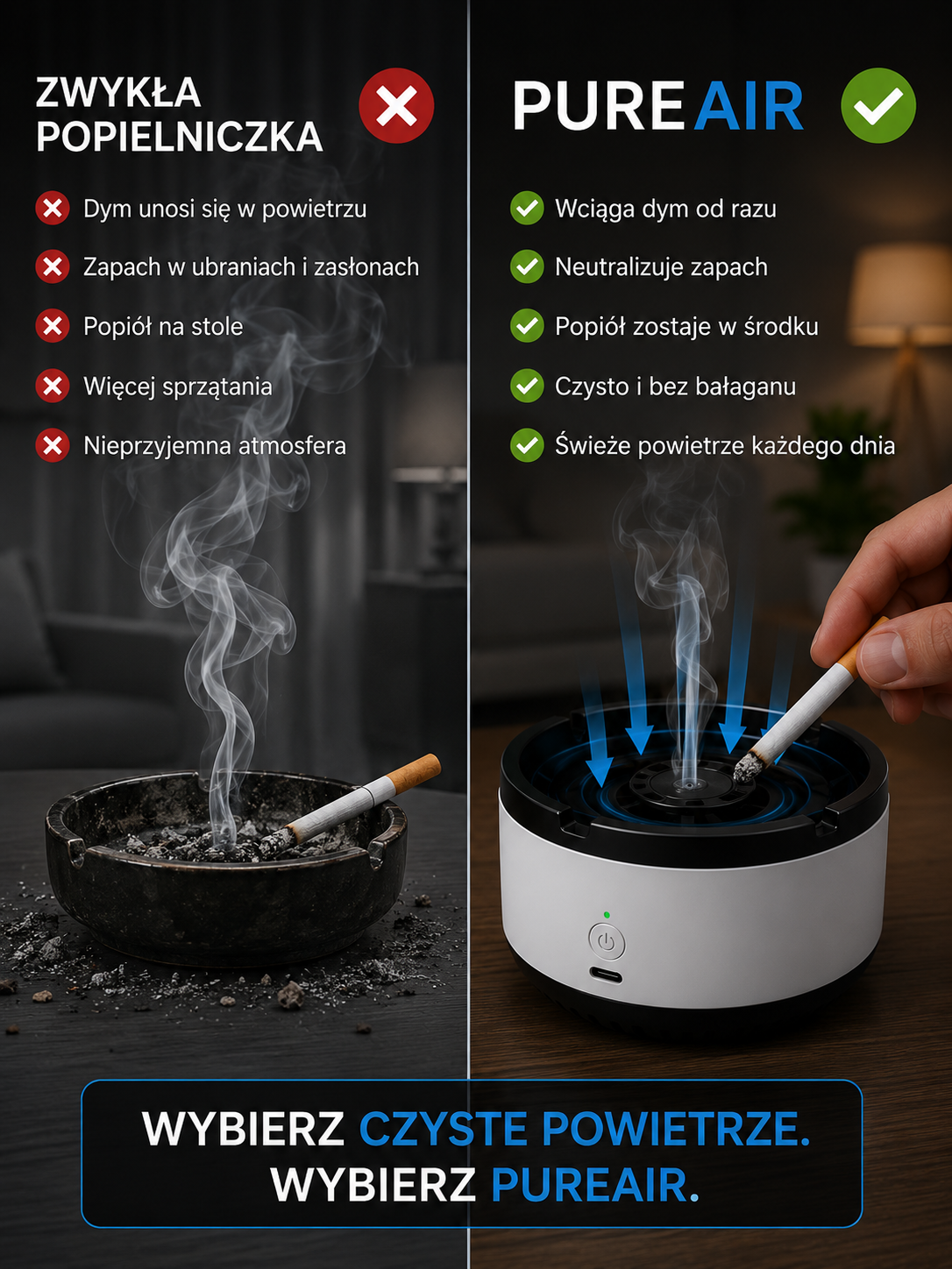 PureAir — Inteligentna popielniczka bez zapachu dymu