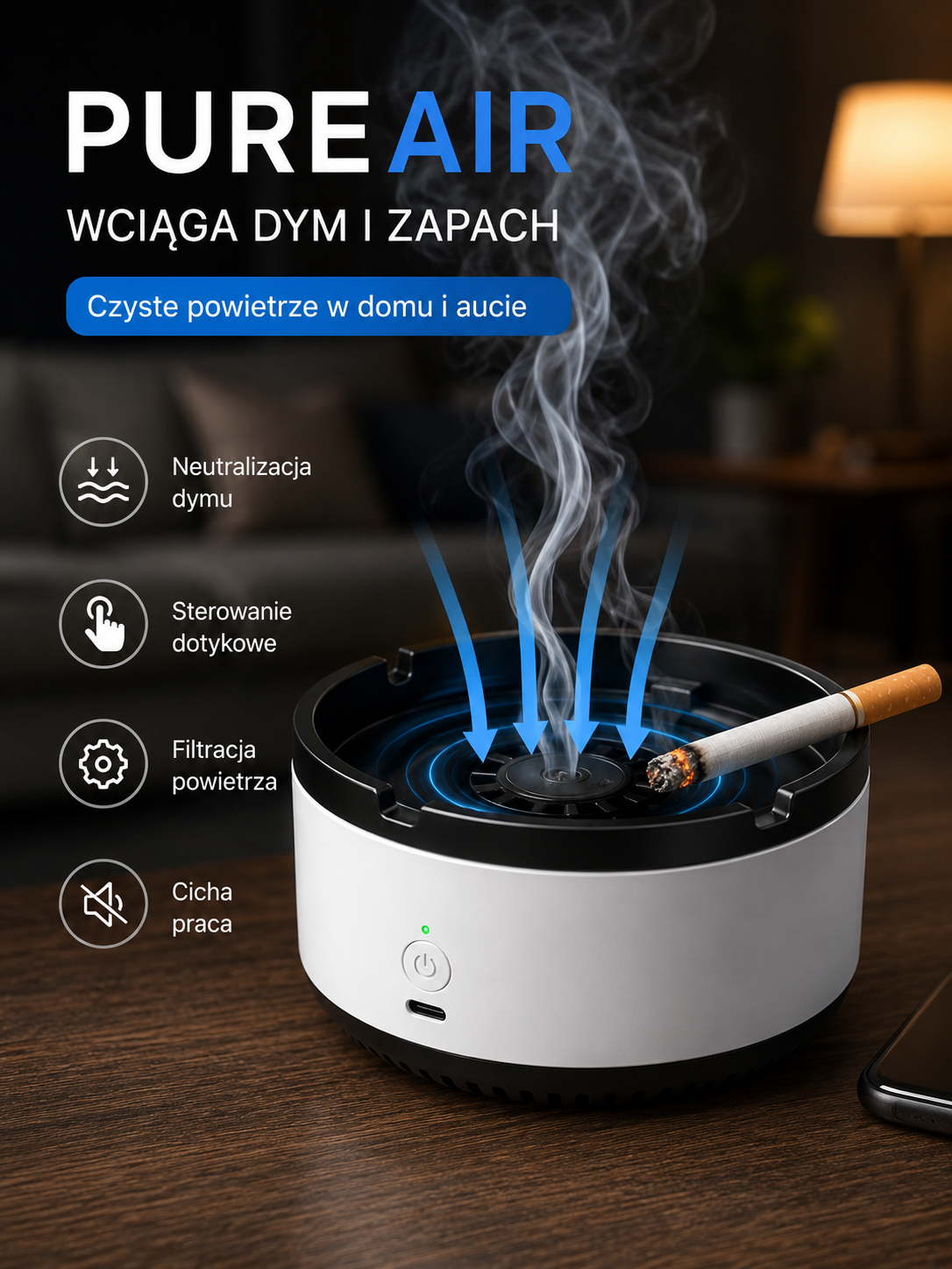 PureAir — Inteligentna popielniczka bez zapachu dymu